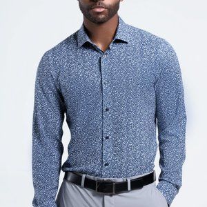 $98 STATE OF MATTER LUXURY MENS NAVY DRESS SHIRT S